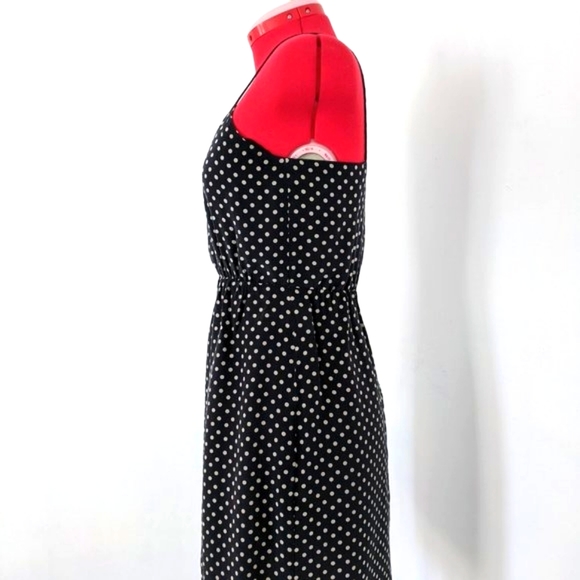 Black and Cream Silk Polka Dot Dress  Knee Length - Picture 4 of 8